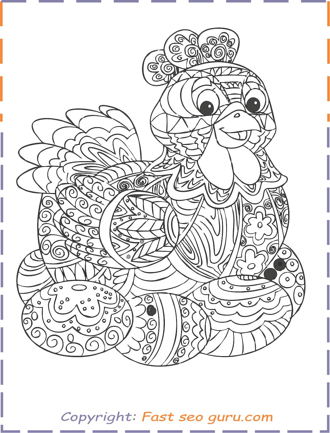 Easter chick egg coloring pages for adults